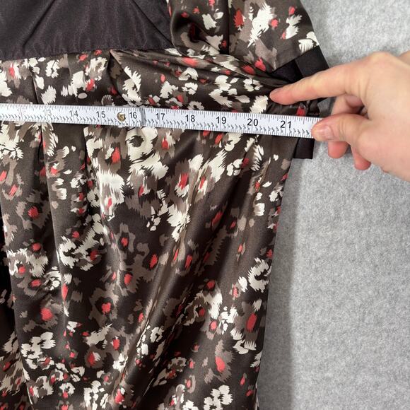 Apostrophe Babydoll Satin Blouse Large Chocolate Flowy Y2K 90s Cottage Prairie - Picture 5 of 8